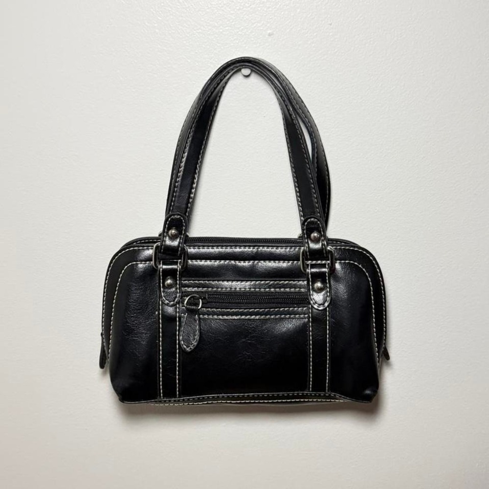 Mini Nine West Black Shoulder Bag Faux Leather Compact Vintage Purse Y2K